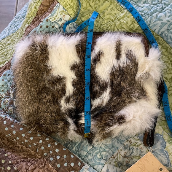 Patricia Nash Genuine Rabbit Fur & Leather Clutch Wristlet NWT
